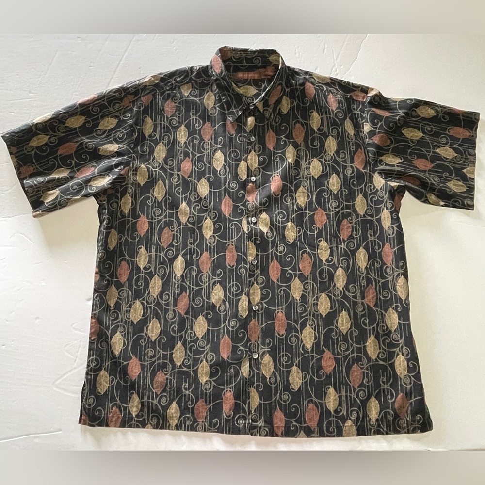 Tori Richard Button Front Fall Leaf Print Hawaiian Aloha Shirt